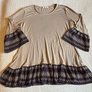 Indigo Soul Long Sleeve top with purple lace sleeves